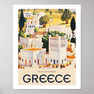 Póster Afiches de viaje de Town Vintage Greece