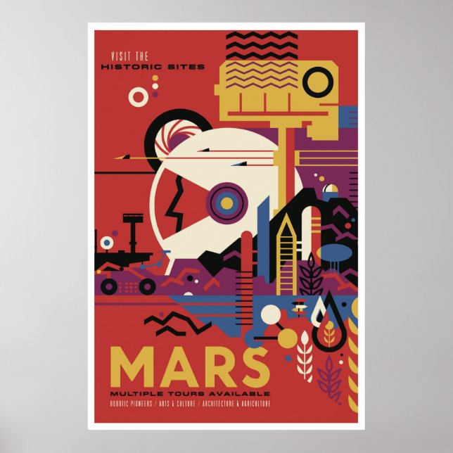 Póster Afiches de viaje futuros de la NASA Visita Marte S (Frente)