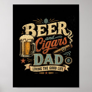 Póster Aficionado a la cerveza y cigarros papá gráfico re