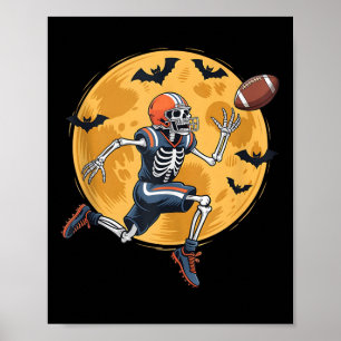 Póster Aficionado de Fútbol Americano Esqueleto Halloween