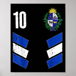 Póster Aficionado de fútbol número 10 bandera de Uruguay