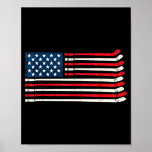 Póster Aficionado Jugador De Hockey Bandera Americana 4 D
