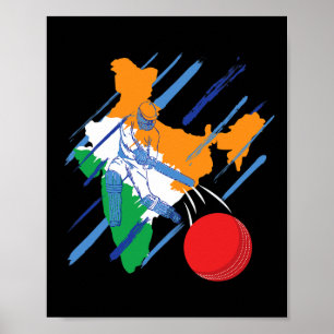 Póster Aficionado o jugador de críquet de la India
