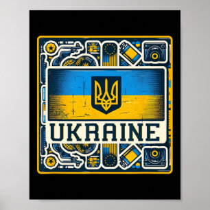 Póster Aficionado ucraniano vintage Abanico Bandera de Uc