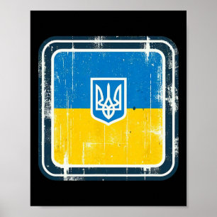 Póster Aficionado ucraniano vintage bandera de Ucrania ar
