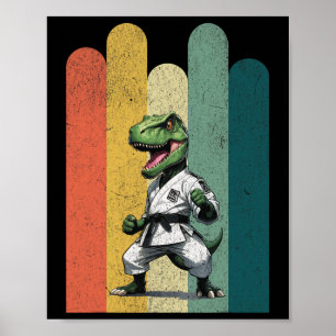 Póster Aficionados de dinosaurios bravos orgullo karate c