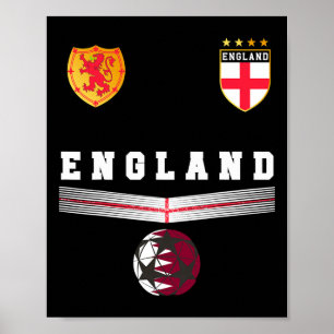 Póster Aficionados Fútbol Inglaterra Jersey Bandera Ingle
