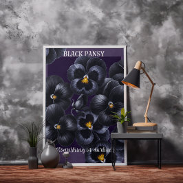 Póster Afirmación de las flores oscuras del negro pansy