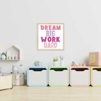 Póster Afirmación de sueño de gran trabajo duro para niño