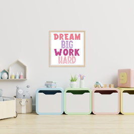 Póster Afirmación de sueño de gran trabajo duro para niño