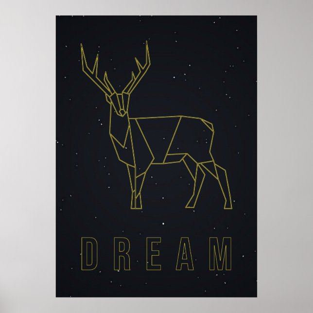 Póster Afirmación de sueños poster venado de origami amar (Frente)