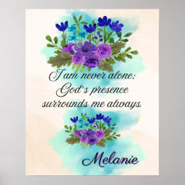 Póster Afirmación Fe: Nunca Estoy Solo; Presencia de Dios
