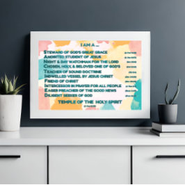 Póster Afirmaciones bíblicas de arcoiris con escritura 4