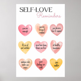 Póster Afirmaciones de amor propio Corazón rosa