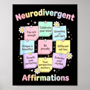 Póster afirmaciones neurodivergentes conciencia del autis