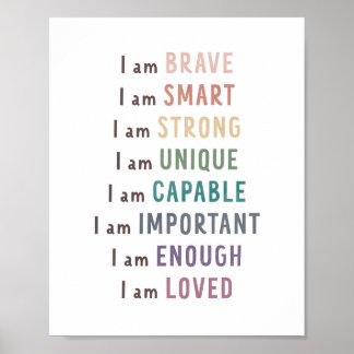 Póster Afirmaciones para decorar la esquina de calma de l