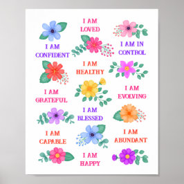 Póster Afirmaciones Positivas Inspirador Floral Diaria