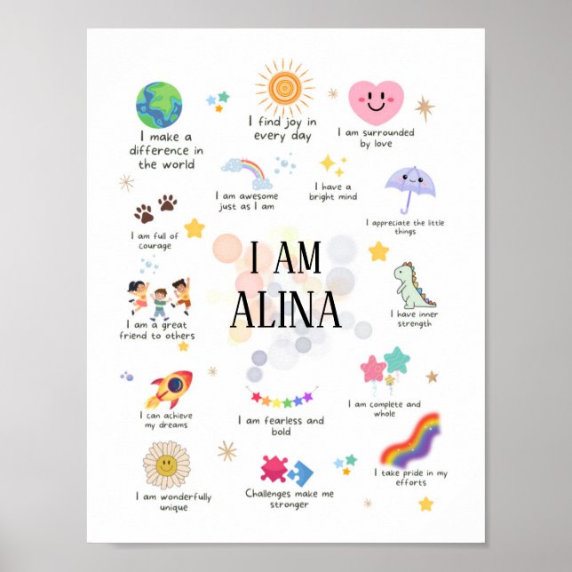 Póster Afirmaciones positivas para los niños, Poster de A (Frente)