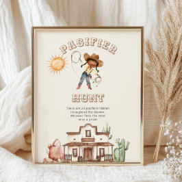 Póster Afo Cowgirl Ranch Baby Shower Pacifier Hunt