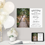 Póster Afortunadamente Después Del Guión De Bienvenida De<br><div class="desc">Bienvenidos bodas invitados a su ceremonia o recepción con una elegante foto personalizado de un poster de 18"x24". La imagen y todo el texto son simples de personalizar. (IMAGEN PLACEMENT TIP: Una manera fácil de centrar una foto exactamente como quieres es recortarla antes de subirla al sitio web de Zazzle.)...</div>