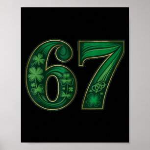 Póster Afortunado irlandés divertido 67 seis siete meme t