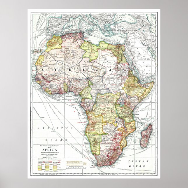 Póster " África: 1909 - Mapa detallado ... (Frente)