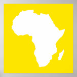 Póster África Audaz del Amarillo Dorado<br><div class="desc">El esquema del mapa de África en blanco con colores contrastantes en la paleta "Safari" de Emporio Moffa,  inspirada en la audaz aventura y salvaje del continente.</div>