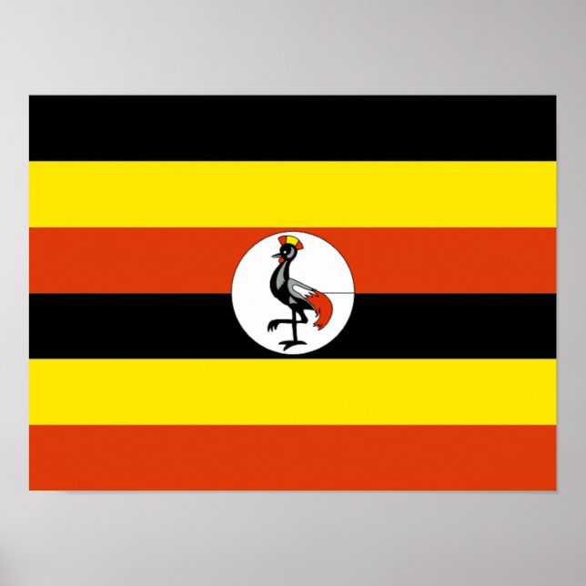 Póster África: Bandera de Uganda, (Frente)