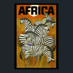 Póster África: Carteles de viaje Zebras<br><div class="desc">Bonita poster de viajes para África con cebras entre los árboles.</div>