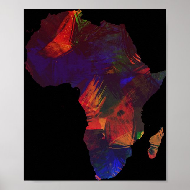 Póster Africa Colorful Africa Continent Art Map (Frente)