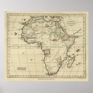 Póster África con fronteras delineadas