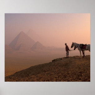 Póster África, Egipto, El Cairo, Giza, pirámides de Giza 