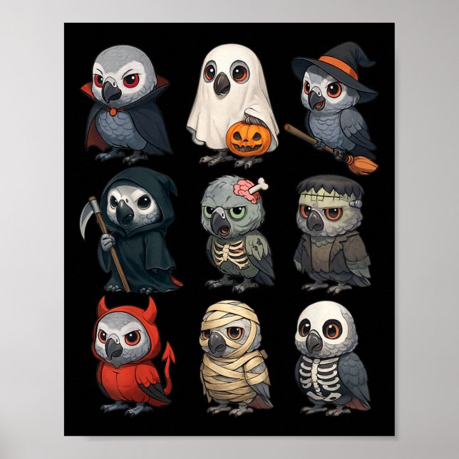 Póster África G Parrot Bird Witch Zombie Halloween Costu (Frente)