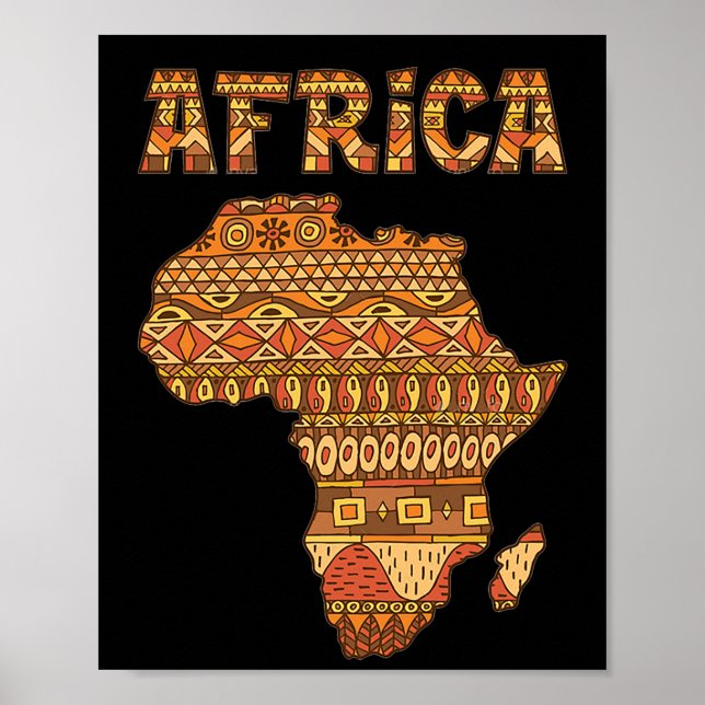 Póster Africa Map Africa Giftvintage Black American Afric (Frente)