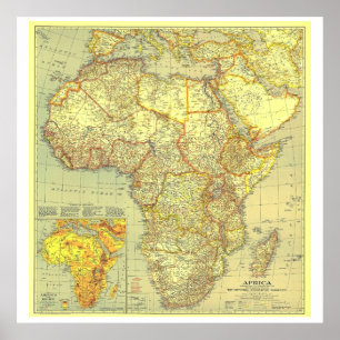 Póster "África: MAP detallado de 1935 ...