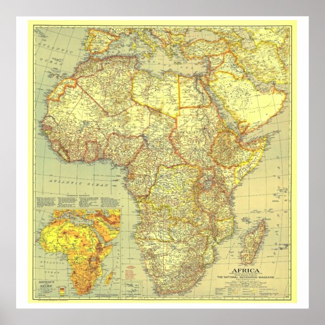 Póster "África: MAP detallado de 1935 ... (Frente)