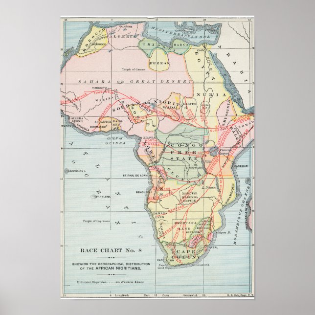 PÓSTER ÁFRICA: MAPA, 1894 (Frente)