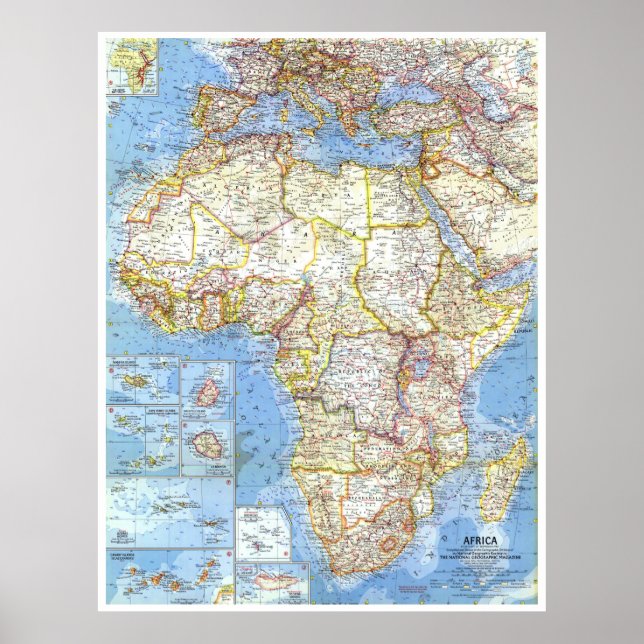 Póster " África: Mapa detallado de 1960 ... (Frente)