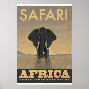 Póster Africa Safari Elephant travel poster