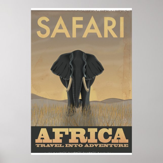 Póster Africa Safari Elephant travel poster (Frente)