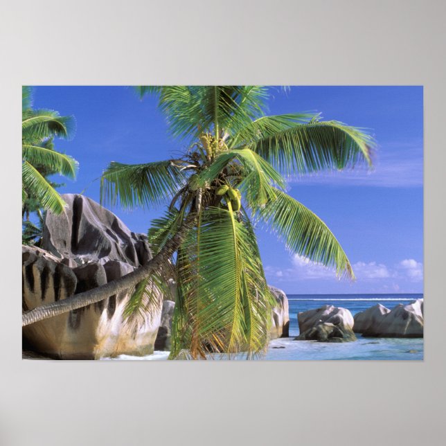 Póster África, Seychelles, Isla La Digue. Granito (Frente)