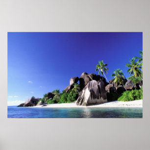 Póster África, Seychelles, la isla de La Digue. Granito 3