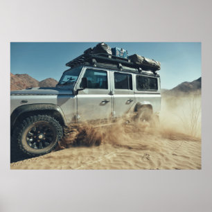 Póster África sobreponiéndose a 4x4 en viaje por carreter