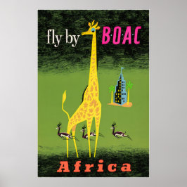 Póster Africa Travel Poster African Art BOAC Print 