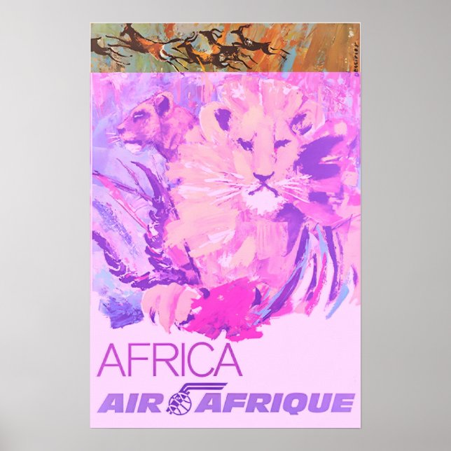 Póster Africa Travel Poster Air Afrique Print African Art (Frente)