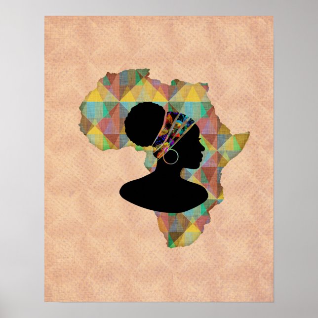Póster África y mujer hermosas | Patrón geométrico (Frente)
