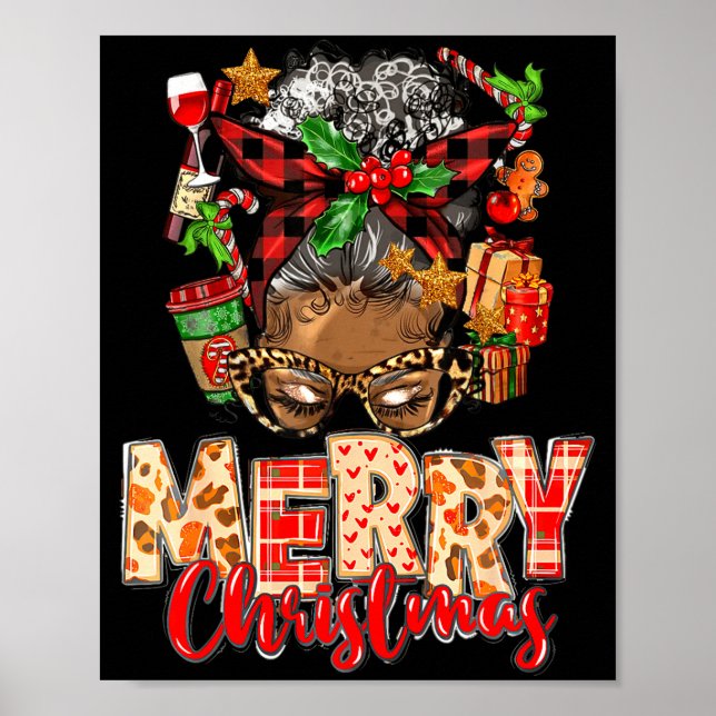 Póster African American Christmas African Black Xmas Mom  (Frente)