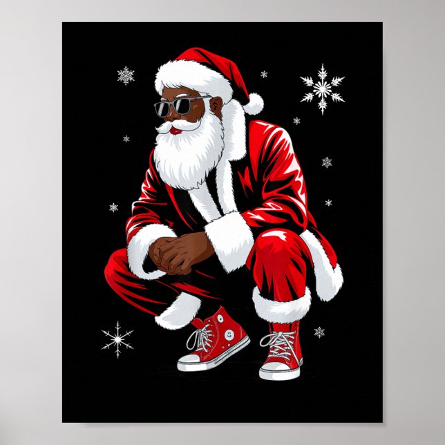 Póster African American Christmas Pajama Xmas Afro Santa  (Frente)