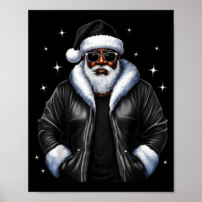 Póster African American Christmas Xmas Afro Santa Claus  (Frente)