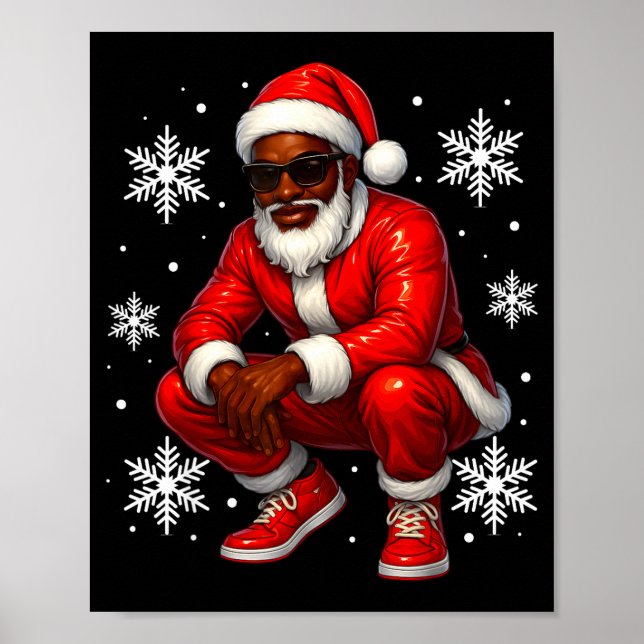 Póster African American Cool Santa Claus Christmas Pajama (Frente)